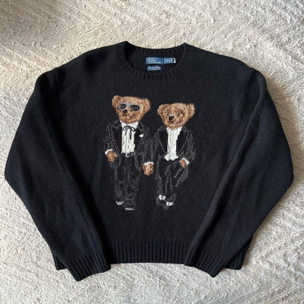 Polo Ralph Lauren Black Ricky & Ralph Special Edition Bear Sweater Jumper L